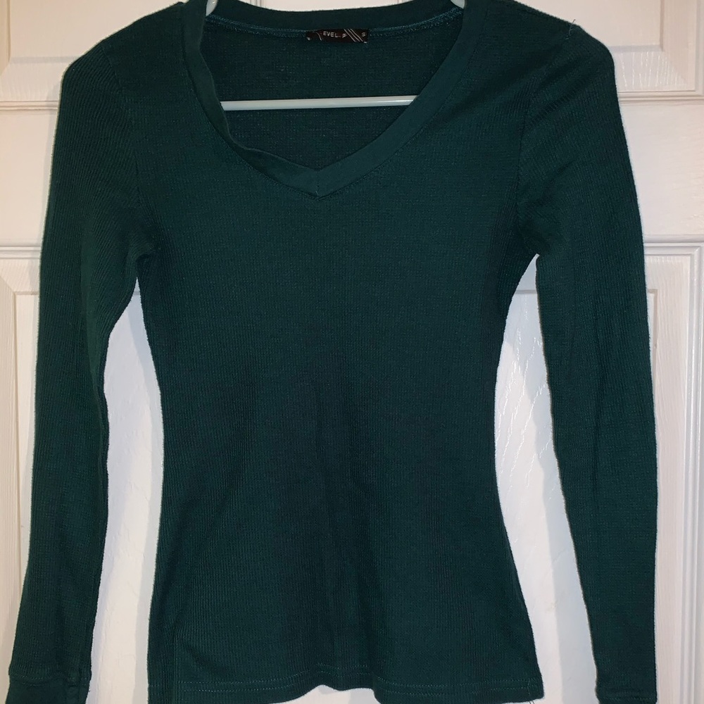 Pine Green Fitted Long Sleeved Shirt